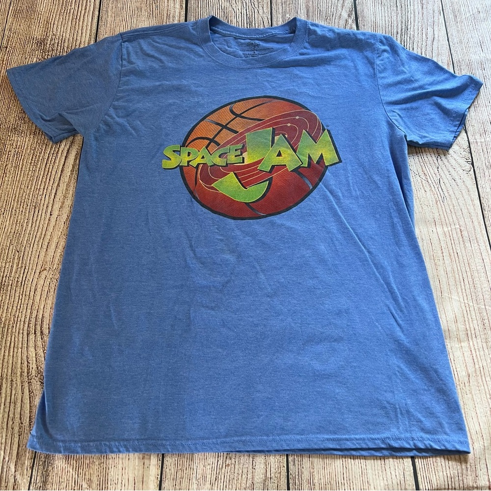 Space Jam T-Shirt‎ Mens L Blue Basketball Michael Jordan Looney Tunes Y2K Retro